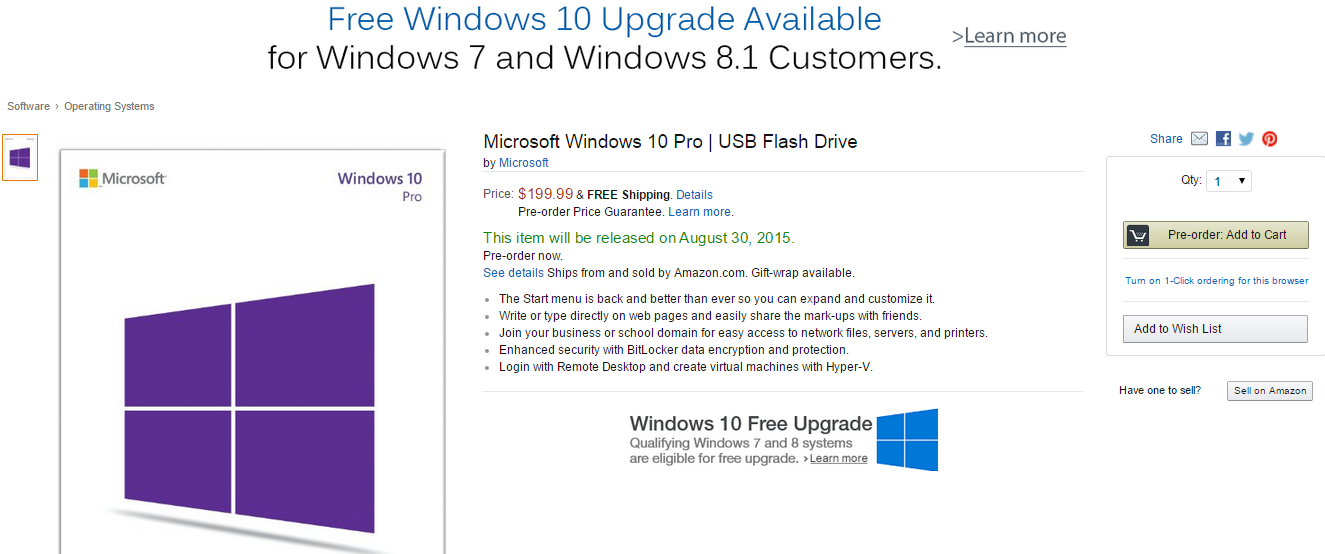 Microsoft Windows 10 on a stick