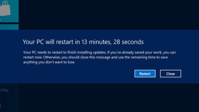 Your Windows PC will Restart in T minus 13 minutes