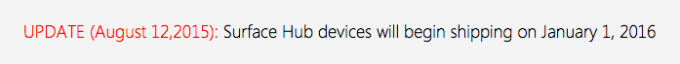 Surface hub Delayed, Microsoft Update