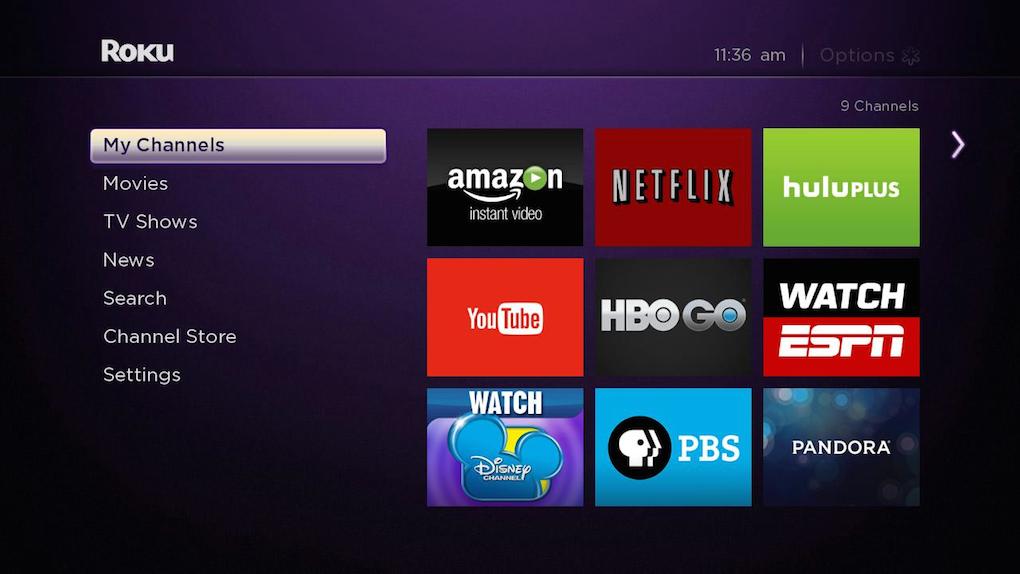 Roku Streaming Stick Interface and sub-menus