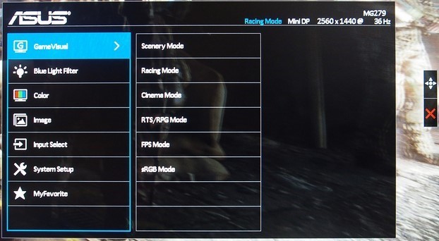 Asus MG279Q OSD Screen Modes