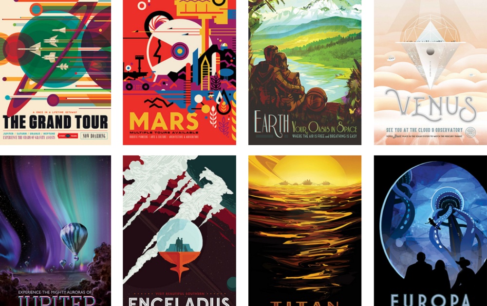 NASA Envisions Futuristic Interplanetary Vacation Posters