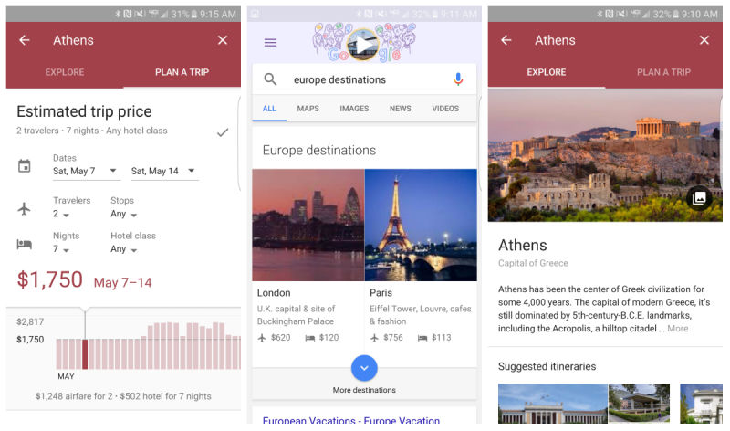 New Destination feature that is now part of Google