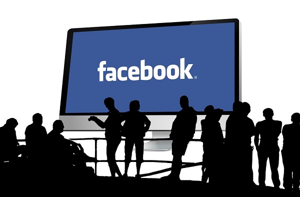Facebook logo on screen