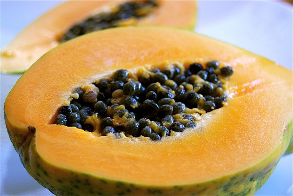 yellow maradol papayas half