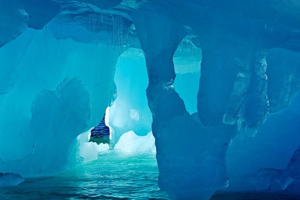 antarctica cave system seen from inside