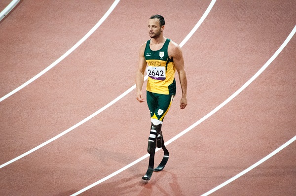 Oscar Pistorius on the sprint track