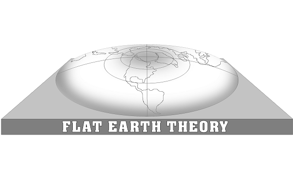 flat earth theory written beneath a flat globe
